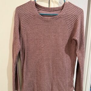 American Eagle Outfitters Waffle Knit Crew Sweater in Dusty Rose